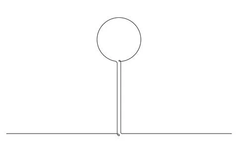 Single continuous line drawing template of round road sign. One line draw v.. Illustrazione stock