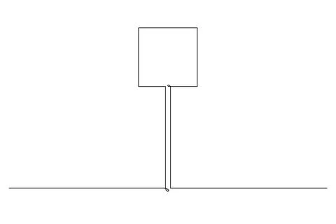 Single continuous line drawing template of square road sign. One line draw .. Stock Illustration