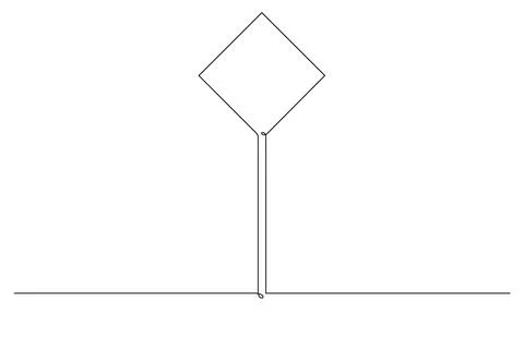 Single continuous line drawing template of square road sign. One line draw .. Stock Illustration