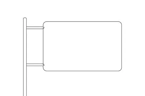 Single continuous line drawing template of square road sign. One line draw .. Stock Illustration