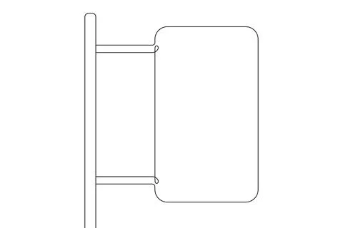 Single continuous line drawing template of square road sign. One line draw .. Stock Illustration