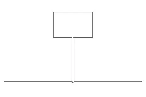 Single continuous line drawing template of square road sign. One line draw ve Stock Illustration
