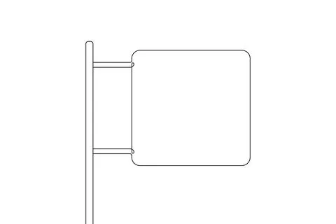 Single continuous line drawing template of square road sign. One line draw .. Stock Illustration