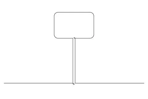 Single continuous line drawing template of square road sign. One line draw ve Stock Illustration