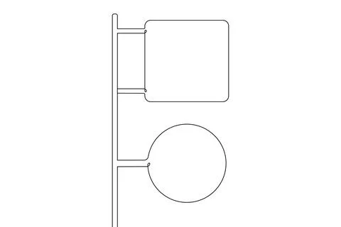 Single continuous line drawing template, set of road signs, Traffic signs o.. Stock Illustration
