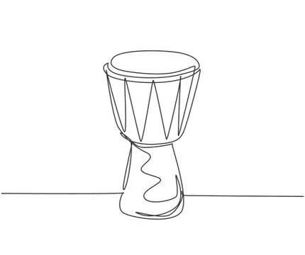 Single continuous line drawing of traditional African ethnic drum, djembe Stock-Illustration