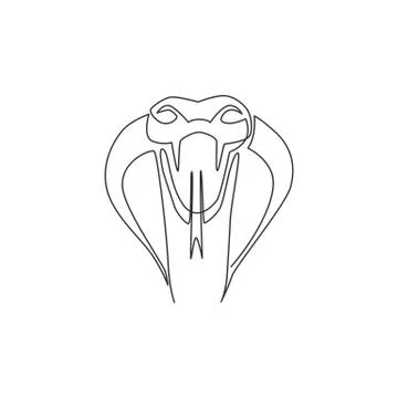 Single continuous line drawing of venomous snake for business logo identity Stock-Illustration