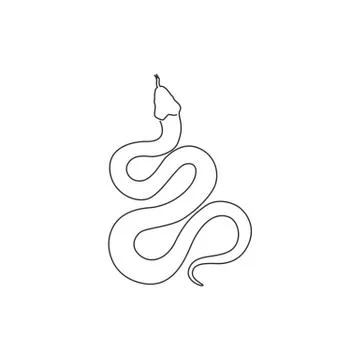 Single continuous line drawing of venomous snake for business logo identity 스톡 일러스트
