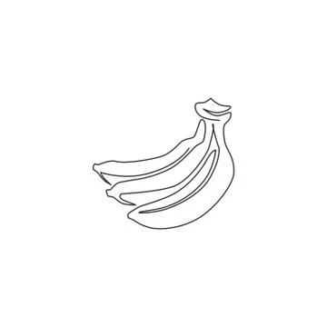 Single continuous line drawing whole bunch healthy organic bananas for logo Illustrazione stock