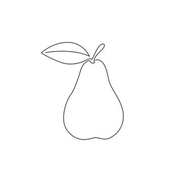 Single continuous line drawing of whole healthy organic pear for orchard logo Illustrazione stock