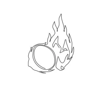 Single continuous line drawing of whole healthy organic dragon fruit logo Illustrazione stock