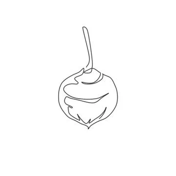Single continuous line drawing of whole healthy organic jicama for logo Illustrazione stock