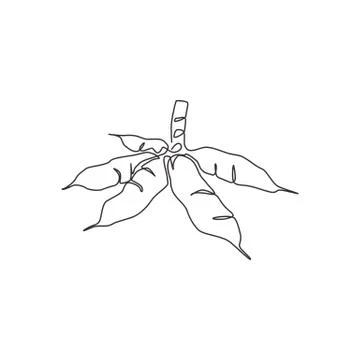 Single continuous line drawing whole healthy organic cassava for plantation Stock Illustration