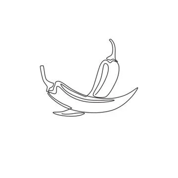 Single continuous line drawing of whole healthy organic hot chili for farm Stock Illustration