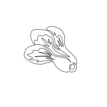Single continuous line drawing of whole healthy organic green bok choy Illustrazione stock