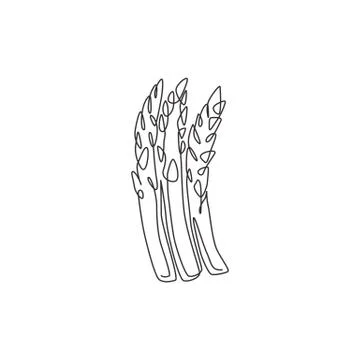Single continuous line drawing of whole healthy organic asparagus Illustrazione stock