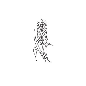 Single continuous line drawing of whole healthy organic wheat grain for farm Illustrazione stock