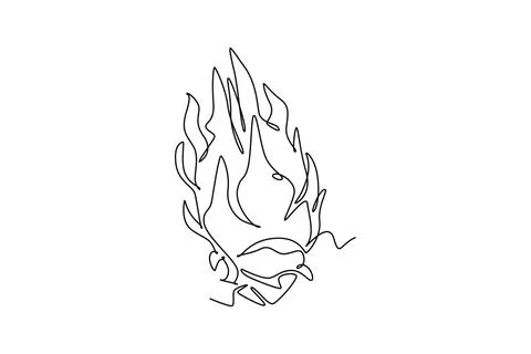 Single continuous line drawing whole healthy organic dragon fruit for orcha.. Ilustración de archivo