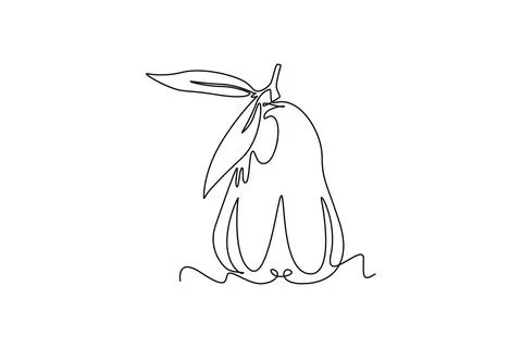Single continuous line drawing whole healthy organic bell fruit for orchard.. イラスト素材