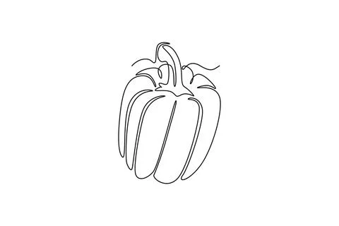 Single continuous line drawing whole healthy organic paprika for plantation.. Stockillustratie