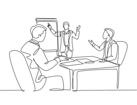Single continuous line drawing of young happy business coaching Illustrazione stock