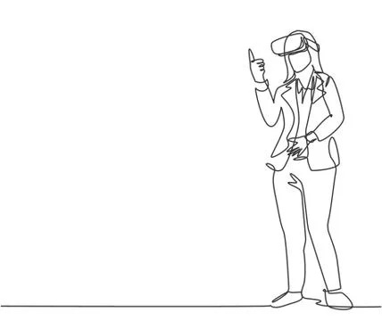 Single continuous line drawing of young businesswoman giving thumb up gesture Illustrazione stock