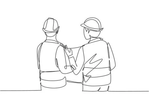 Single continuous line drawing of young company manager presenting plan 스톡 일러스트