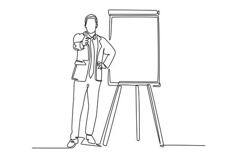 Single continuous line drawing of young presenter giving thumbs up gesture .. Stock Illustration