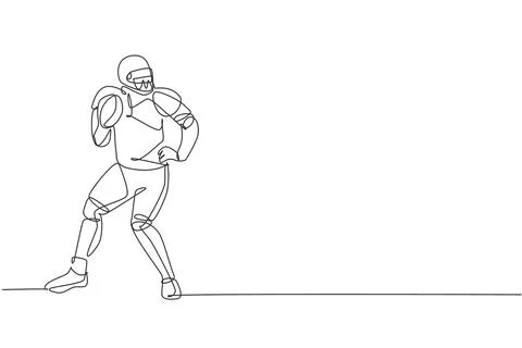 Single continuous line drawing of young agile man american football player Stock Illustration