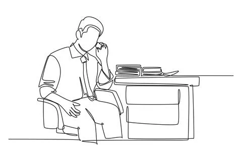Single continuous line drawing of young furious male manager holding smartp.. Stock Illustration