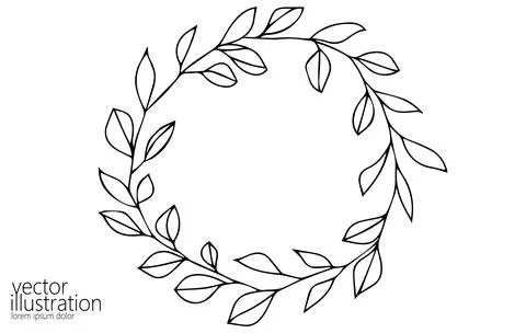 Single continuous line flower circle frame. Hand drawn Stock-Illustration