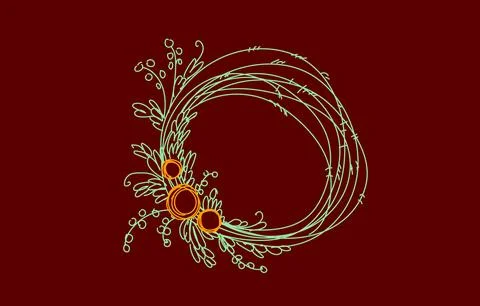 Single continuous line flower circle frame. Hand drawn round line border wedding Stock Illustration