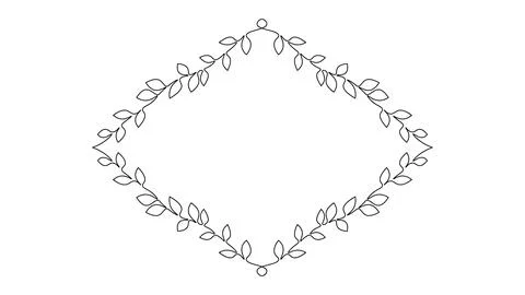 Single continuous line leaves frame. Hand drawn Stock Illustration