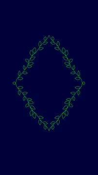 Single continuous line leaves frame. Hand drawn round line border wedding Stock-Illustration