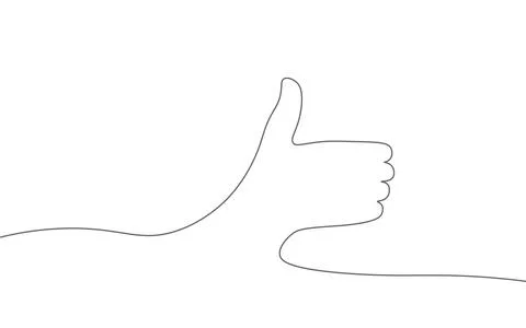 Single continuous line thumbs up silhouette. Approved like correct right ok 스톡 일러스트