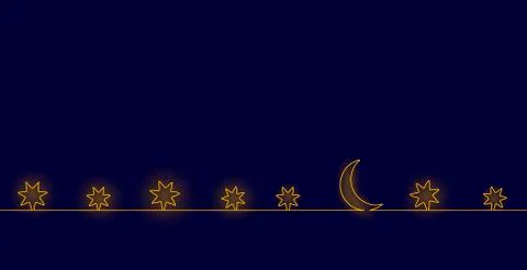 Single continuous one line art moon night. Sleep wall stars sky concept design Stock Illustration