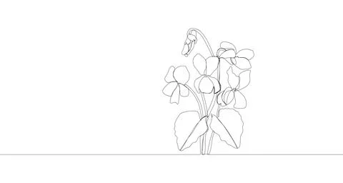 Single continuous one line art violet single line border. Illustrazione stock
