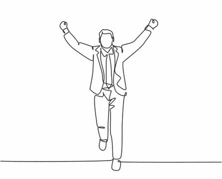 Single continuous single line drawing of young happy male manager running Stock Illustration