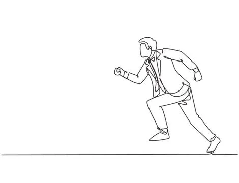 Single continuous single line drawing of young energetic businessman sprint 스톡 일러스트