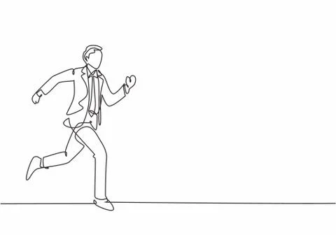 Single continuous single line drawing of young businessman opens his hands Stock Illustration