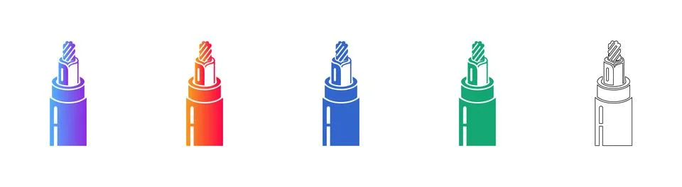 Single Core Electrical Cable Section Illustration Set Stock Illustration