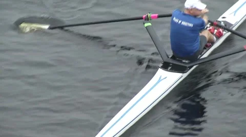 Single Crew Rowing Boat Stock Footage 47576406