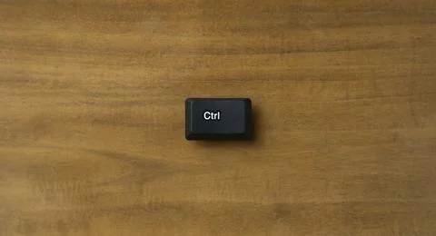 Single Ctrl Keyboard Key On Wooden Background With Copy Space Stock Photos