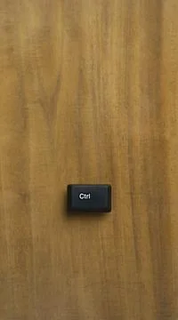 Single Ctrl Keyboard Key On Wooden Background With Copy Space Stock Photos