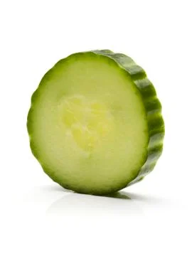 Single cucumber slice isolated on white background Stock Photos
