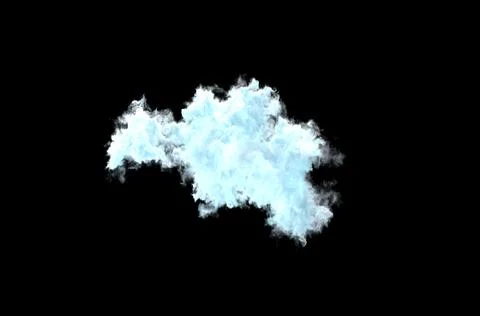 Single cumulus cloud on black backdrop isolated - nature 3D rendering Illustrazione stock
