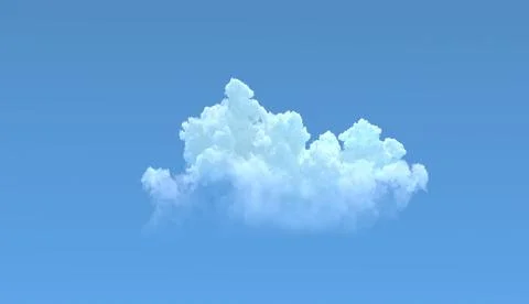 Single cumulus cloud on blue sky isolated. cg nature 3D illustration Illustrazione stock