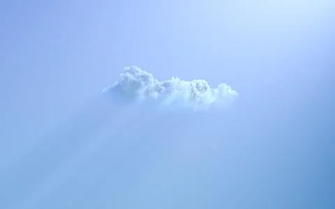 Single cumulus with sun rays - nature 3D illustration 스톡 일러스트