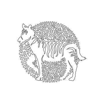 Single curly one line drawing of zebra famously stripy abstract art. Stock Illustration