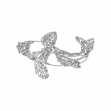Single curly one line drawing of beautiful koi abstract art. Stock Illustration
